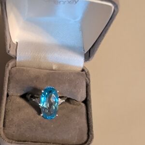 Blue Oval Gemstone Ring - Women Jewelry